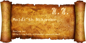 Meláth Nikander névjegykártya
